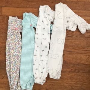 Set of 4 newborn/OS baby gowns